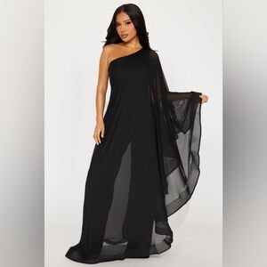 Elegant One-Shoulder Draped Jumpsuit